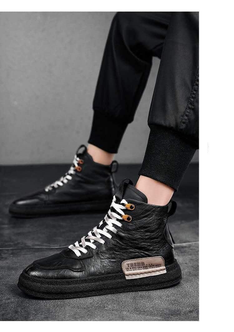 Men’s Leather Urban Streetwear Sneakers – Anti-Slip Walking Shoes
