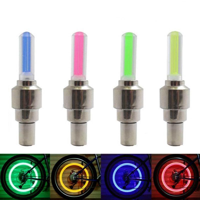 LED Bicycle Wheel Valve Cap Lights - Multi-Color Neon Spoke Decor