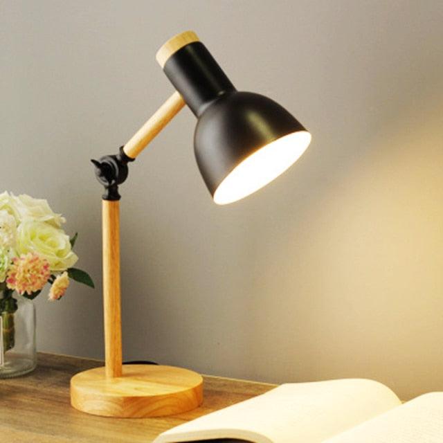 Nordic Style Wooden and Iron Adjustable Desk Lamp