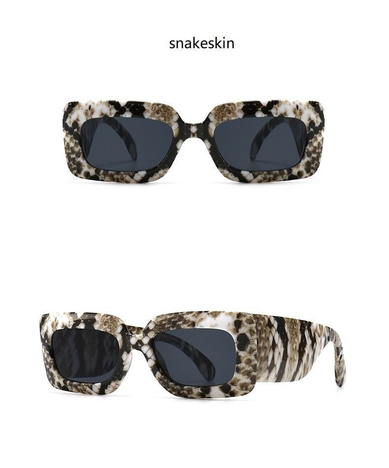 Oversized Square Snake Print Sunglasses for Men and Women