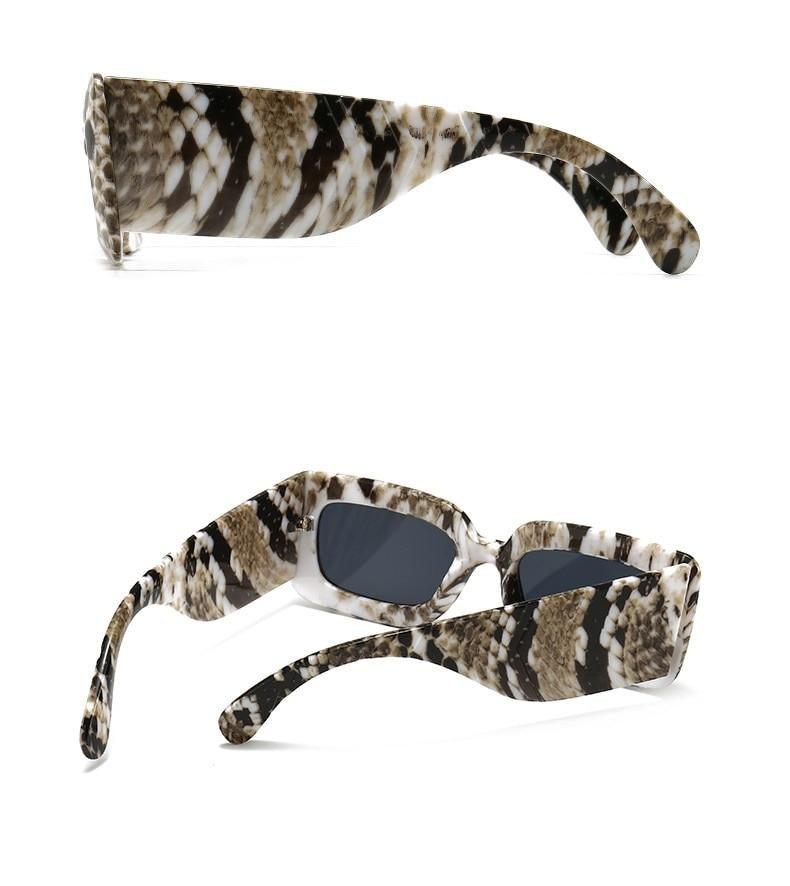 Oversized Square Snake Print Sunglasses for Men and Women
