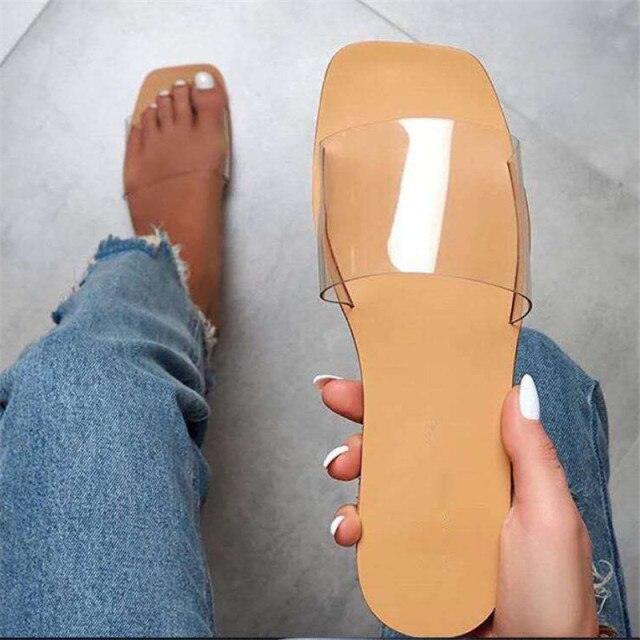 Woven Leather Flat Sandals - Minimalist Open Toe Slides for Women