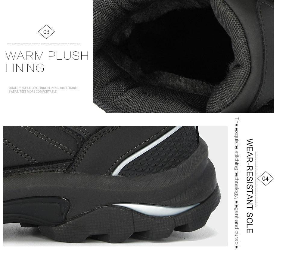 Men's Water-Resistant Fur Lined Boots - Warm Winter Outdoor Shoes
