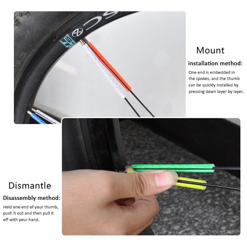 12 Pcs Bicycle Wheel Spoke Reflectors - Waterproof Safety Clips