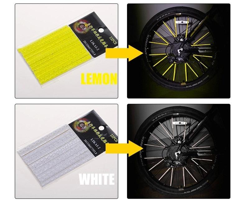 12 Pcs Bicycle Wheel Spoke Reflectors - Waterproof Safety Clips
