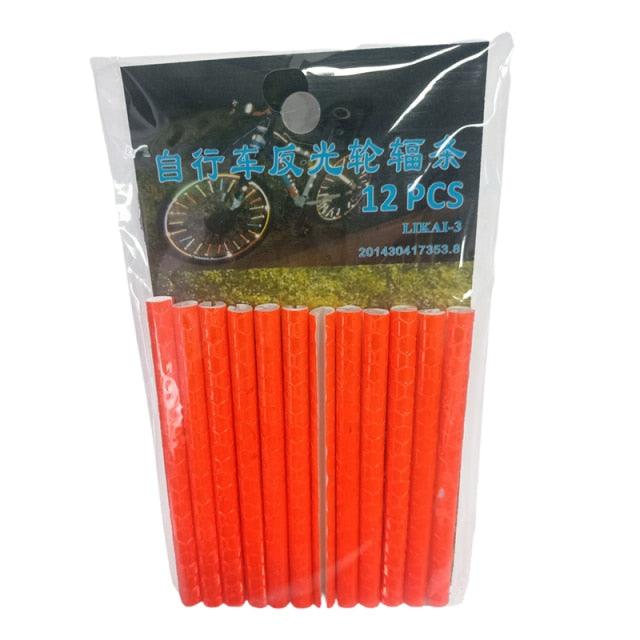 12 Pcs Bicycle Wheel Spoke Reflectors - Waterproof Safety Clips