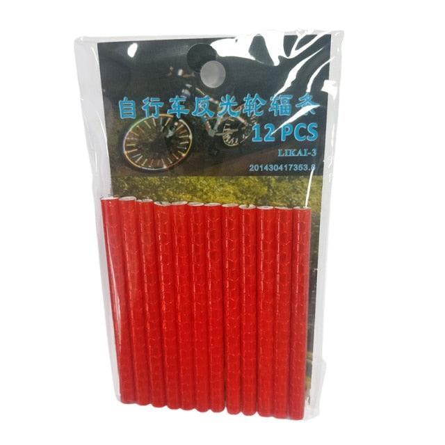 12 Pcs Bicycle Wheel Spoke Reflectors - Waterproof Safety Clips