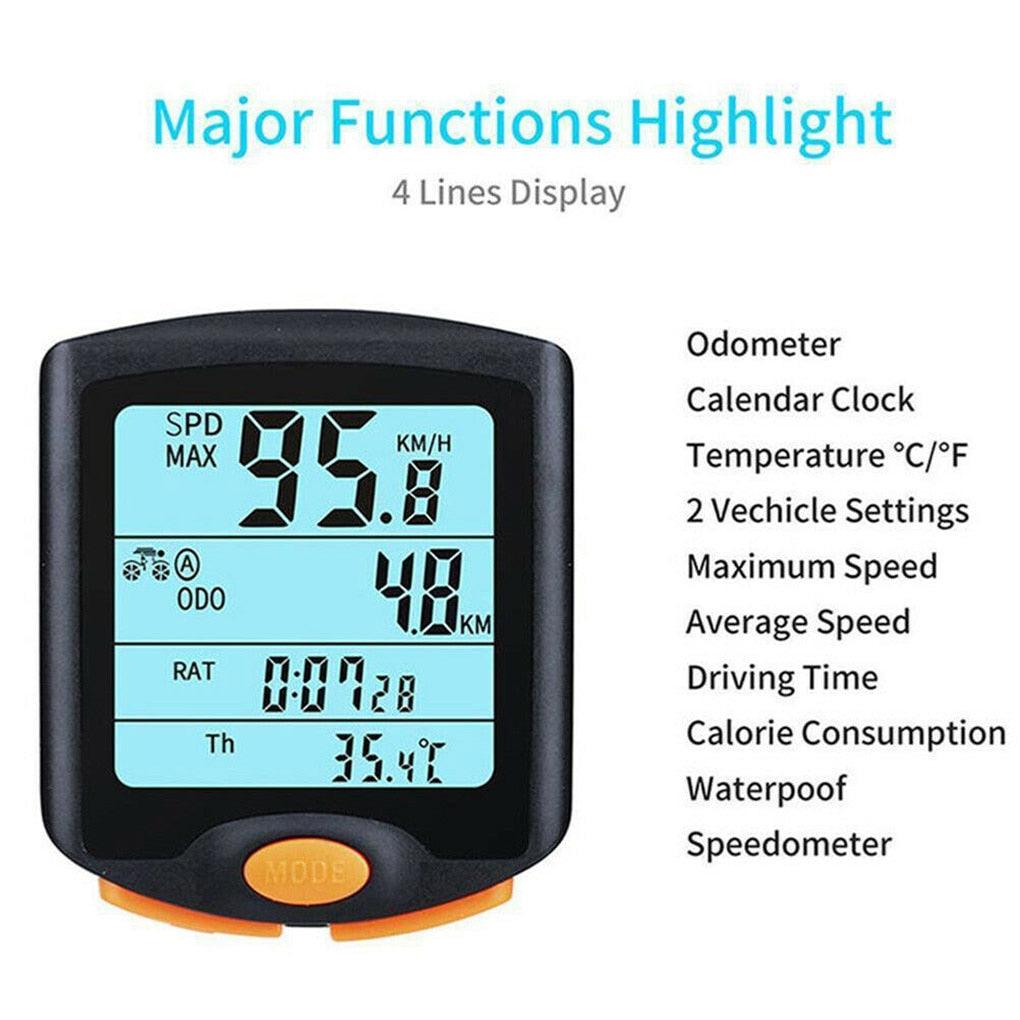 Wired Digital Bicycle Computer Speedometer with Backlight Display