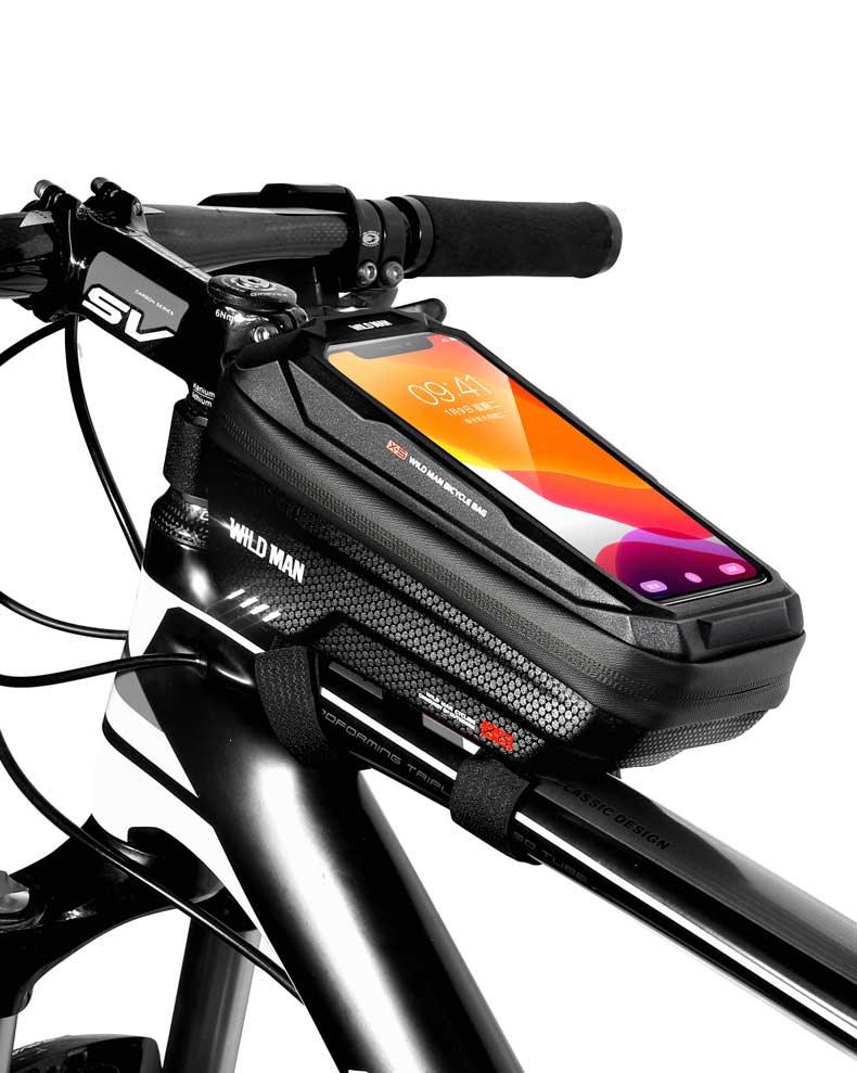 Waterproof Bike Frame Bag with Touchscreen Phone Mount - Black