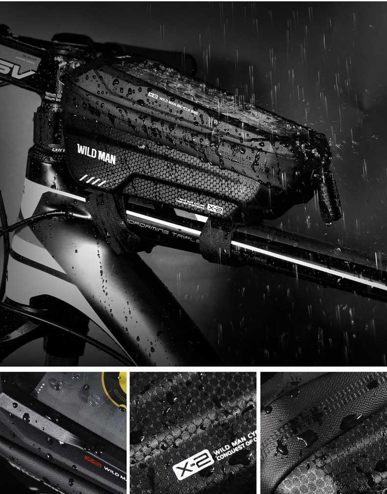 Waterproof Bike Frame Bag with Touchscreen Phone Mount - Black