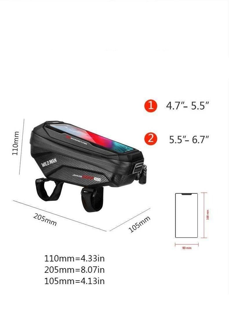 Waterproof Bike Frame Bag with Touchscreen Phone Mount - Black