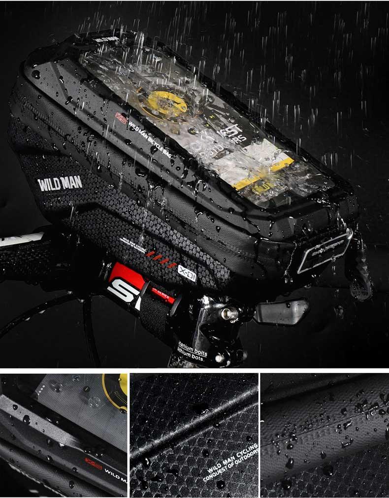Waterproof Bike Frame Bag with Touchscreen Phone Mount - Black