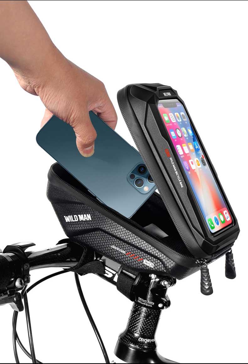 Waterproof Bike Frame Bag with Touchscreen Phone Mount - Black