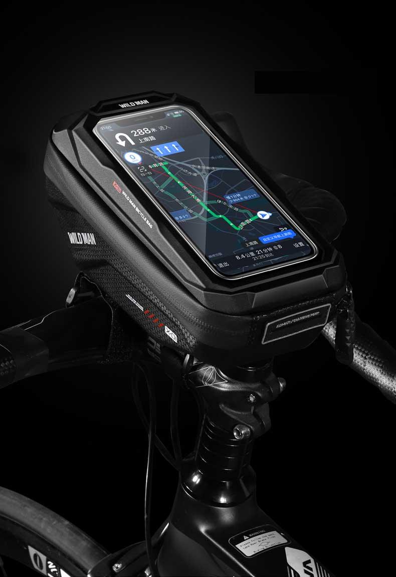 Waterproof Bike Frame Bag with Touchscreen Phone Mount - Black