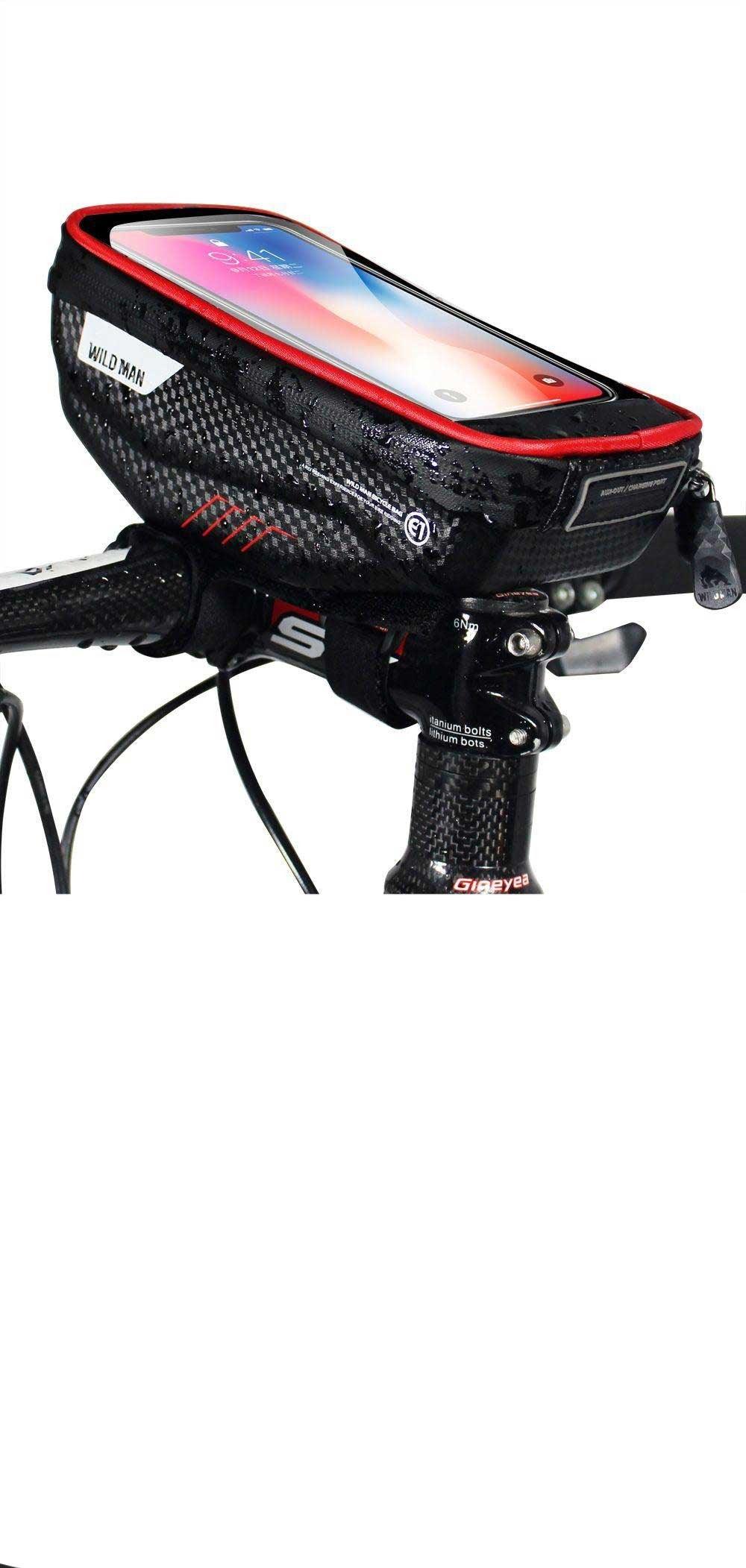 Waterproof Bike Frame Bag with Touchscreen Phone Mount - Black