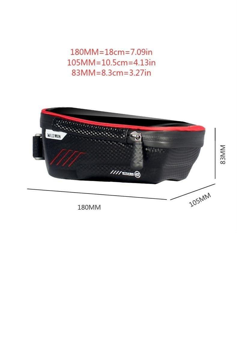 Waterproof Bike Frame Bag with Touchscreen Phone Mount - Black