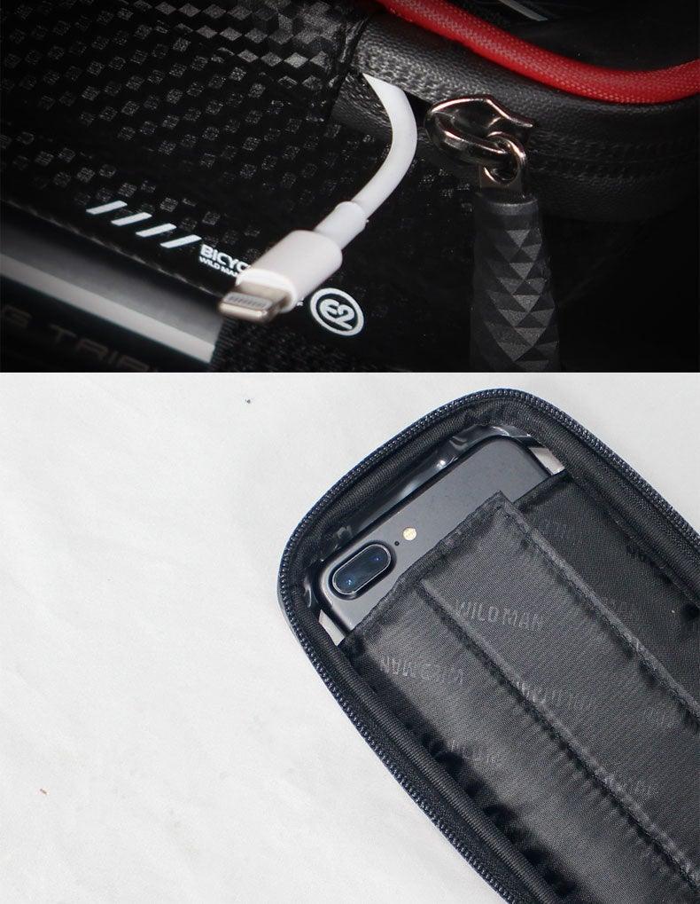 Waterproof Bike Frame Bag with Touchscreen Phone Mount - Black