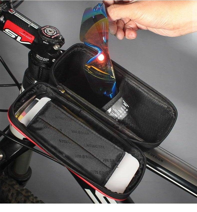 Waterproof Bike Frame Bag with Touchscreen Phone Mount - Black