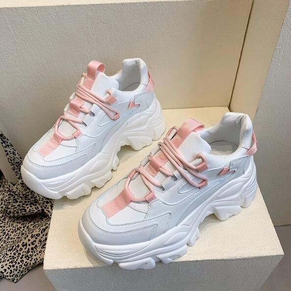 Women's Thick Platform Tennis Sneakers - White Lightweight Shoes