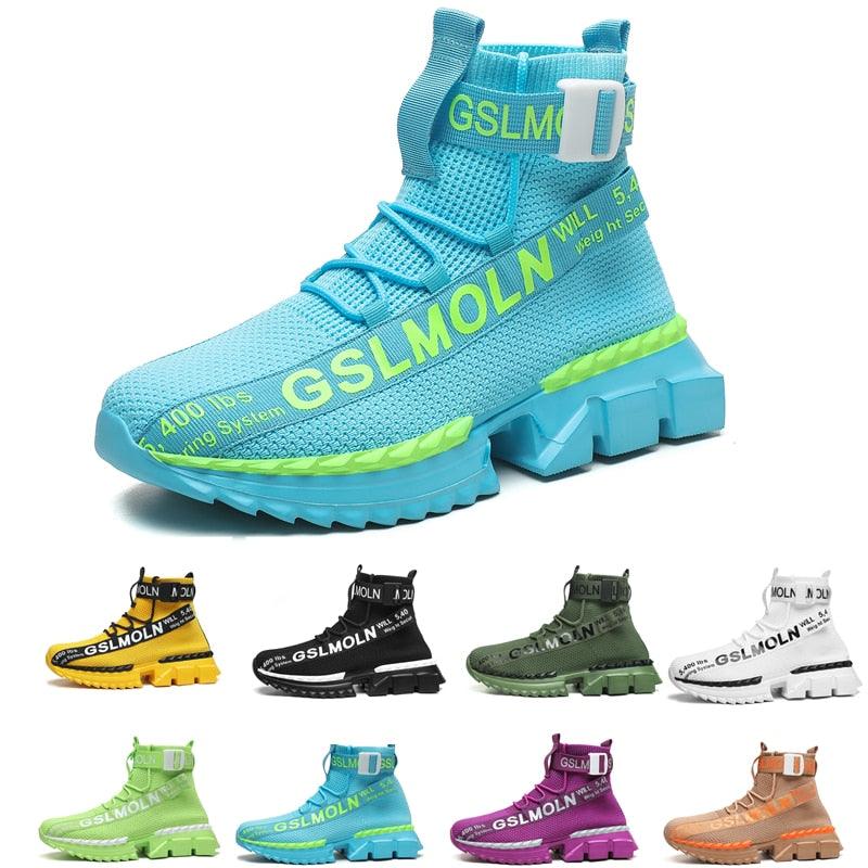 Men's Flying Woven High Top Sneakers Breathable Athletic Shoes