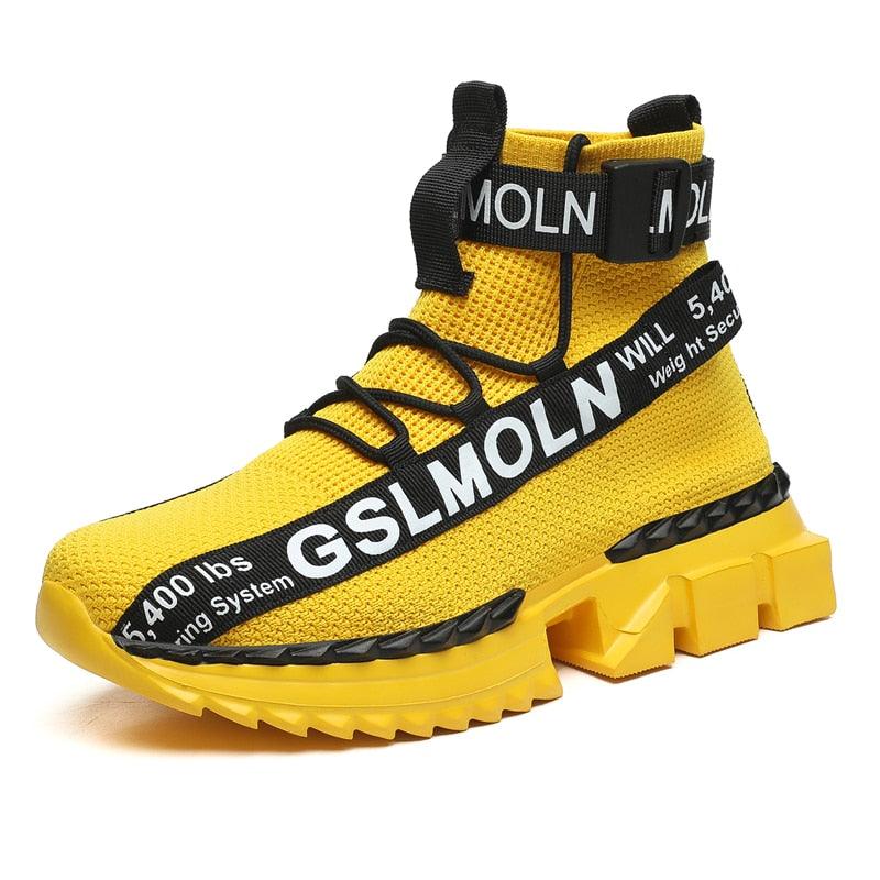 Men's Flying Woven High Top Sneakers Breathable Athletic Shoes