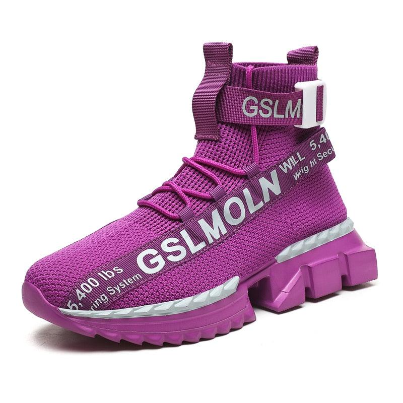Men's Flying Woven High Top Sneakers Breathable Athletic Shoes