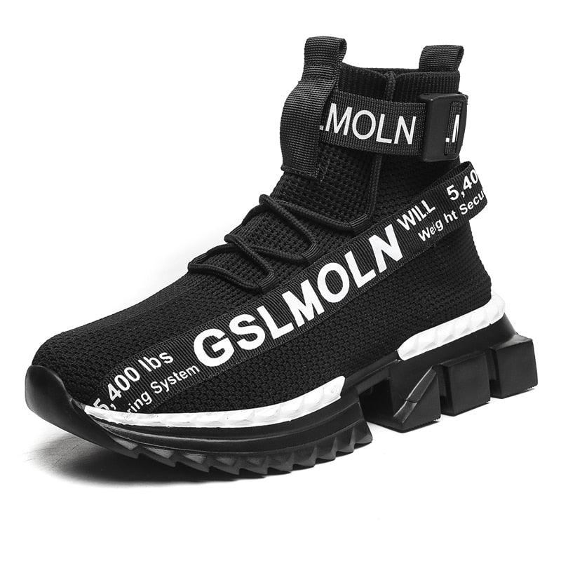 Men's Flying Woven High Top Sneakers Breathable Athletic Shoes