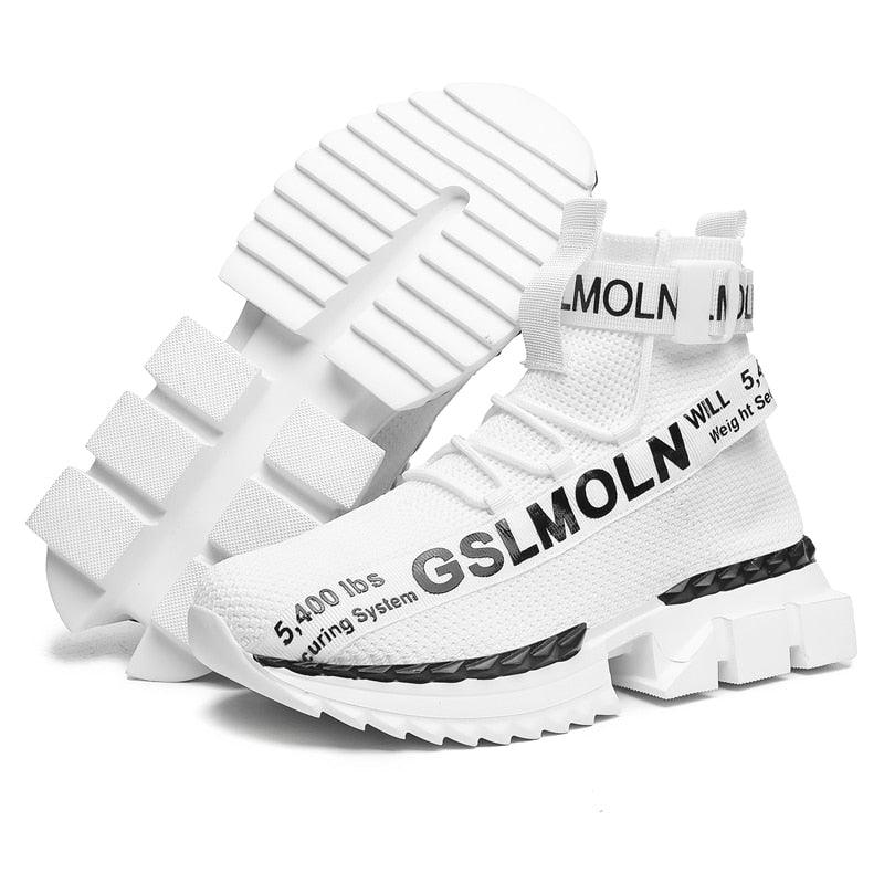 Men's Flying Woven High Top Sneakers Breathable Athletic Shoes