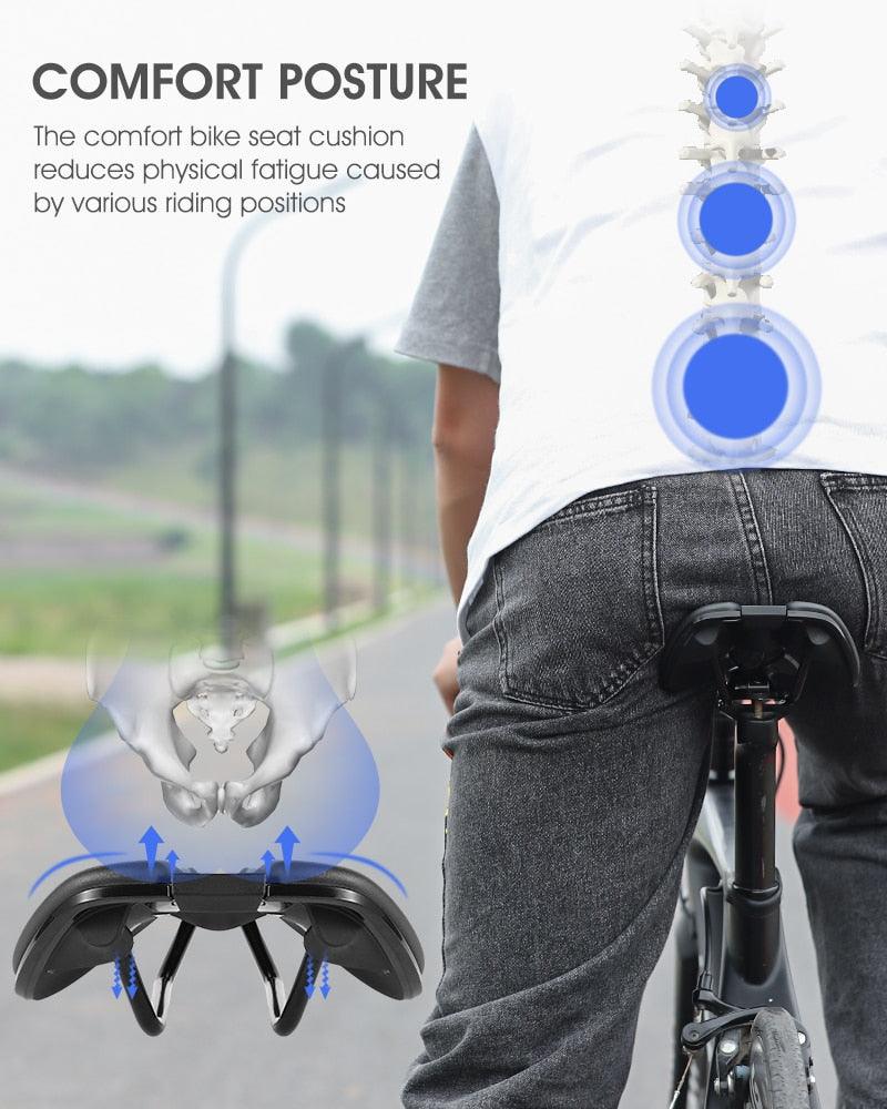 Ergonomic Breathable Bike Saddle, PVC Leather Gel Seat Cushion