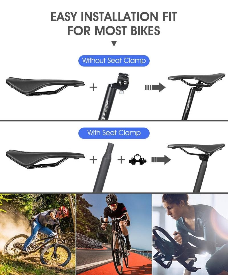 Ergonomic Breathable Bike Saddle, PVC Leather Gel Seat Cushion