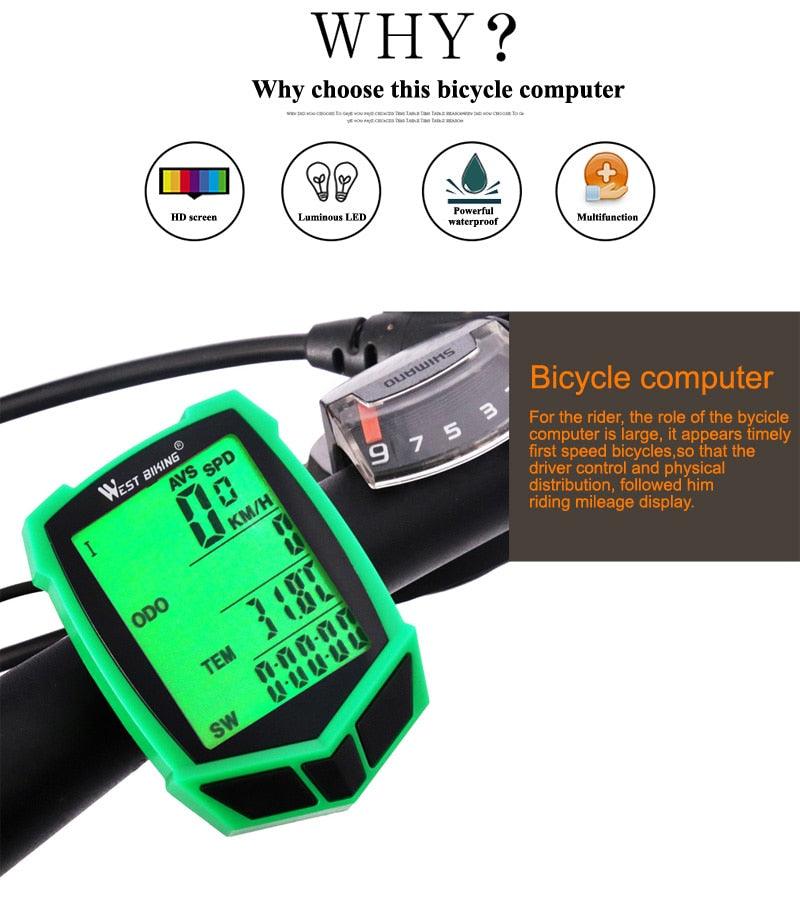Wireless Bike Computer 20-Function Speedometer and Odometer