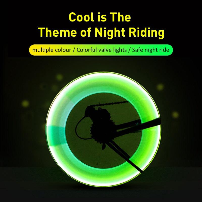 Colorful LED Bicycle Wheel Valve Lights Safety Neon Tire Lamps