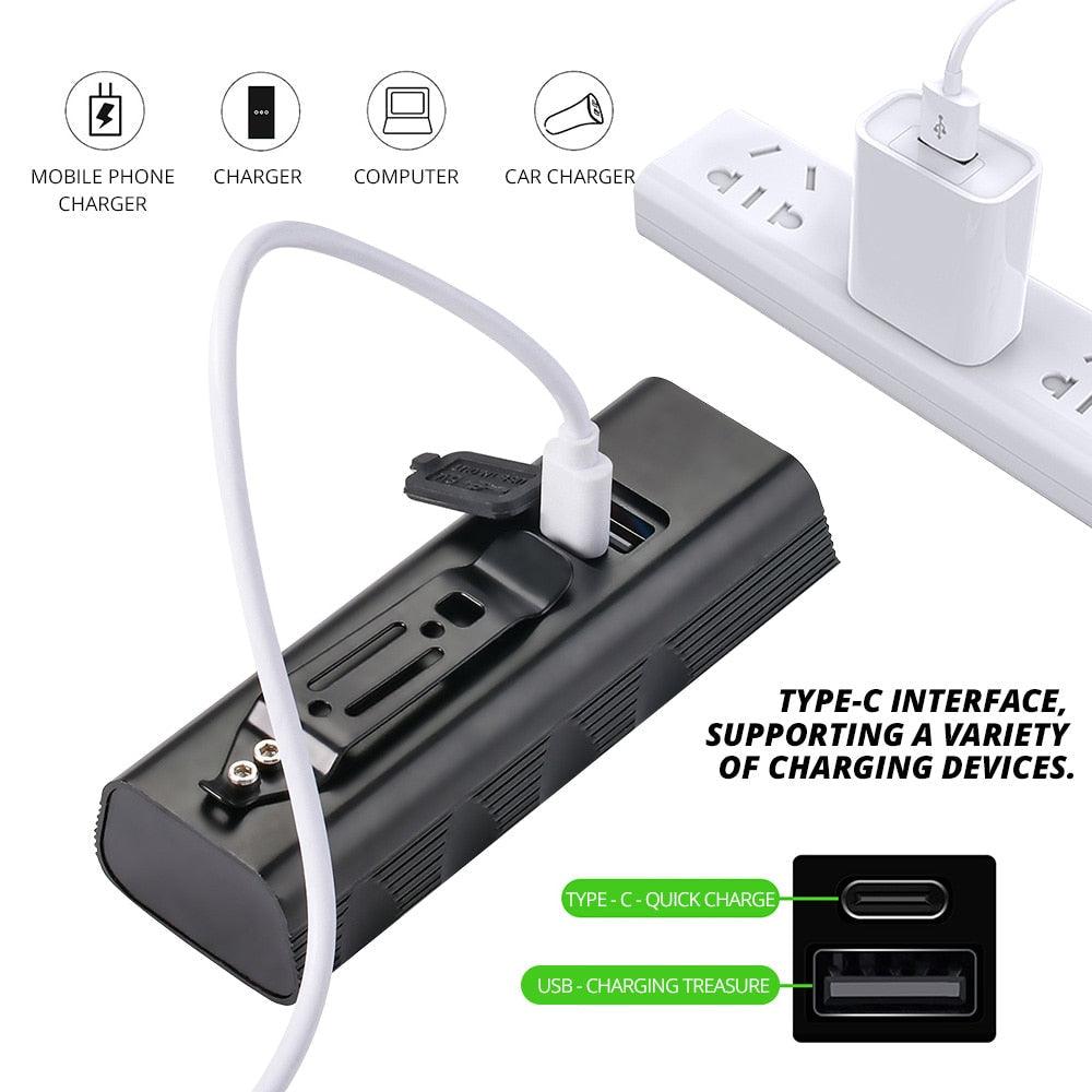 5000 Lumen LED Bike Light Set USB Rechargeable 10000mAh Power Bank
