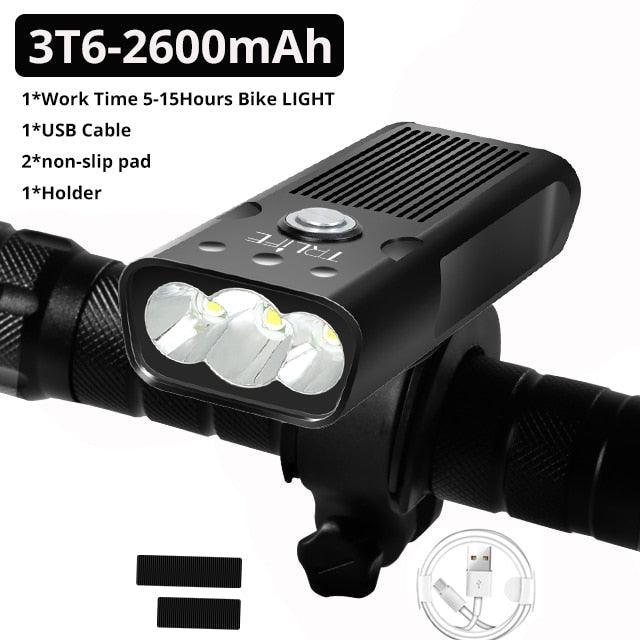 5000 Lumen LED Bike Light Set USB Rechargeable 10000mAh Power Bank