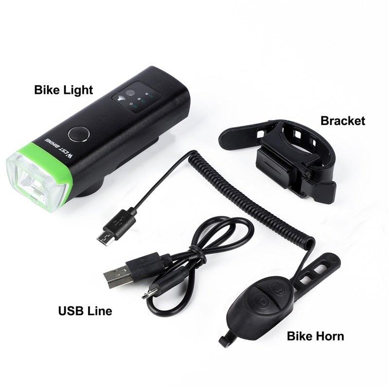 USB Rechargeable LED Bicycle Headlight Waterproof Cycling Light