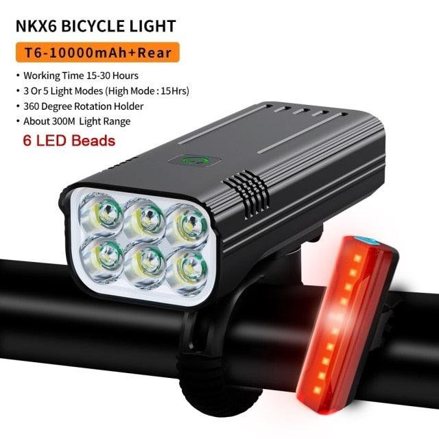 1000 lumen LED bicycle front headlight with included rear safety light