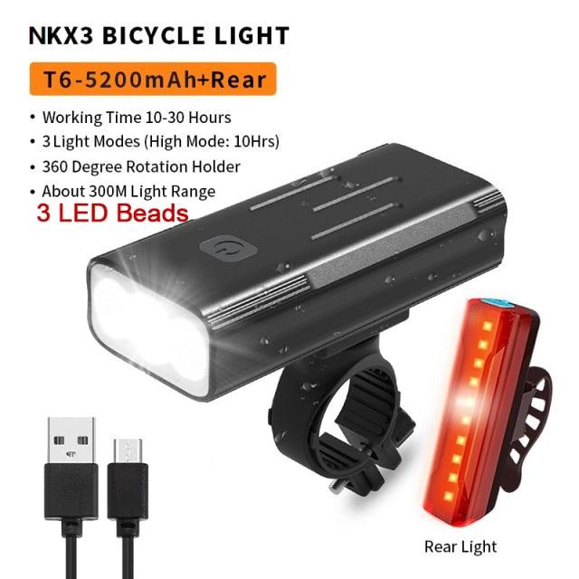 1000 Lumen USB Rechargeable LED Bike Front Headlight & Taillight Set