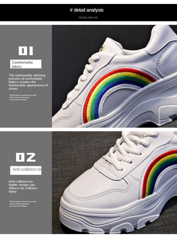 Women's Chunky Platform Winter Sneakers with Rainbow Detail