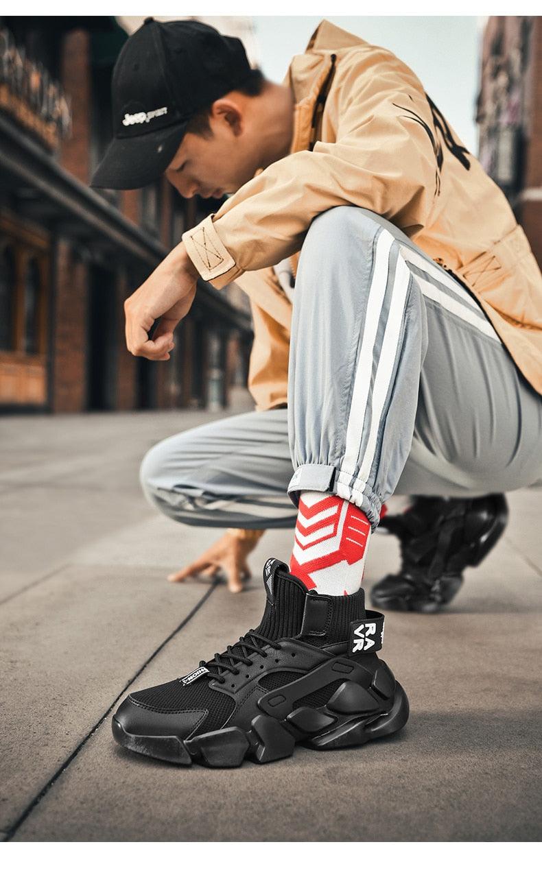 Beige High Top Chunky Sneakers Breathable Mesh Fashion Shoes