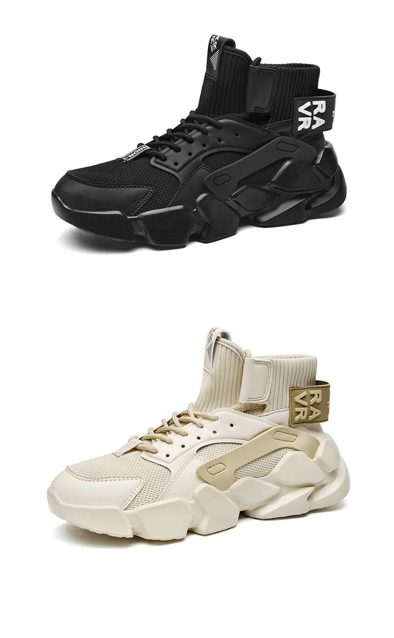 Beige High Top Chunky Sneakers Breathable Mesh Fashion Shoes
