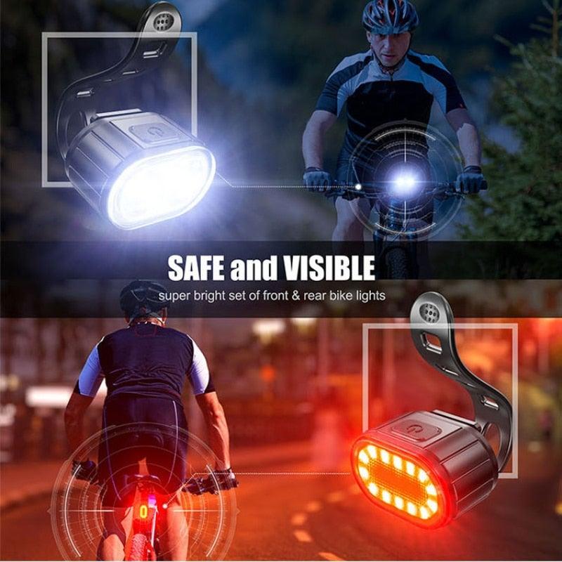 USB Rechargeable LED Bicycle Headlight and Taillight Combo Set