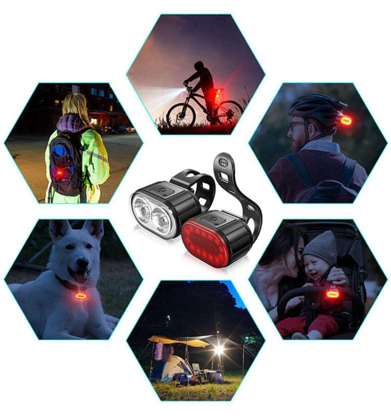 USB Rechargeable LED Bicycle Headlight and Taillight Combo Set