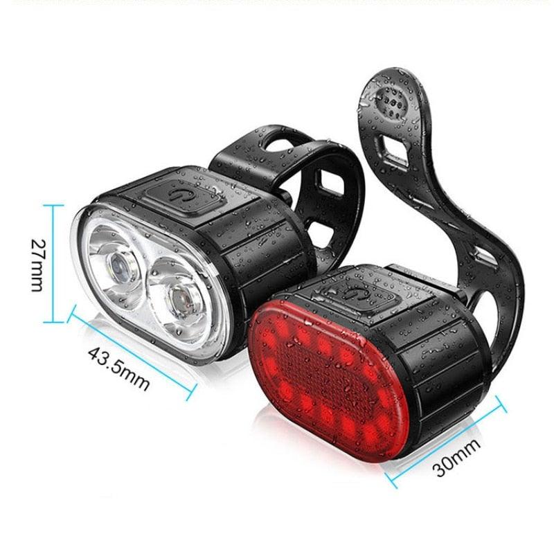 USB Rechargeable LED Bicycle Headlight and Taillight Combo Set