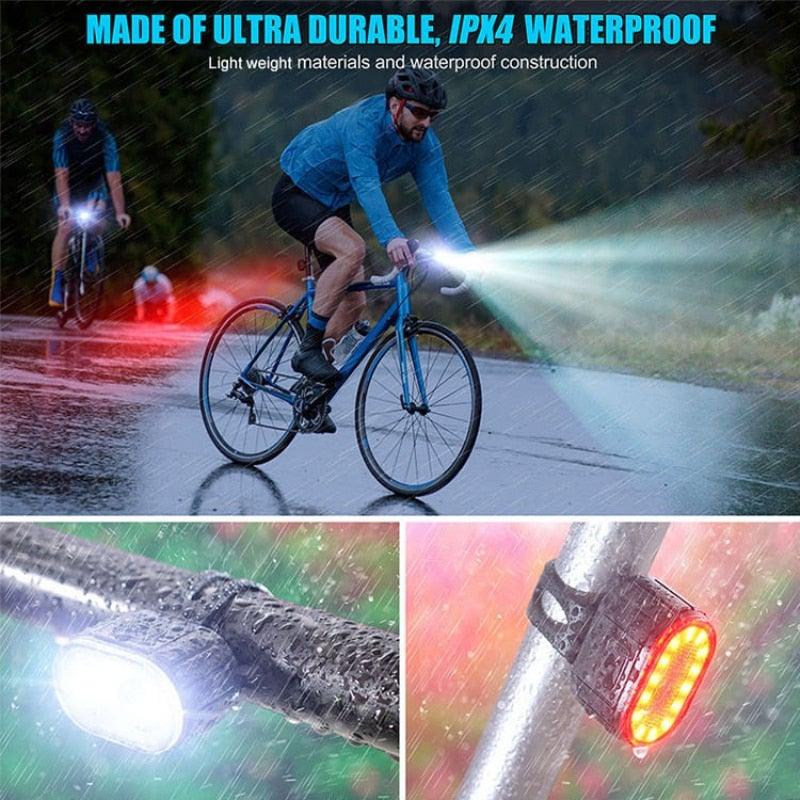 USB Rechargeable LED Bicycle Headlight and Taillight Combo Set