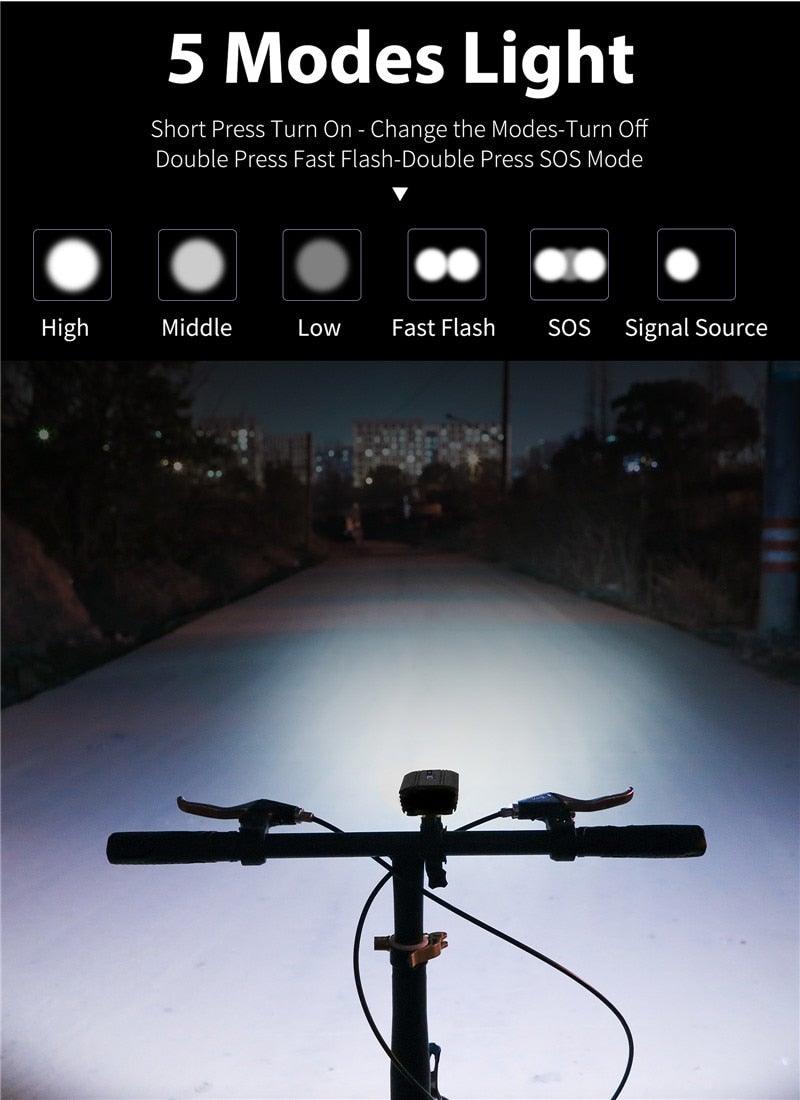USB Rechargeable LED Bicycle Headlight Waterproof Cycling Light