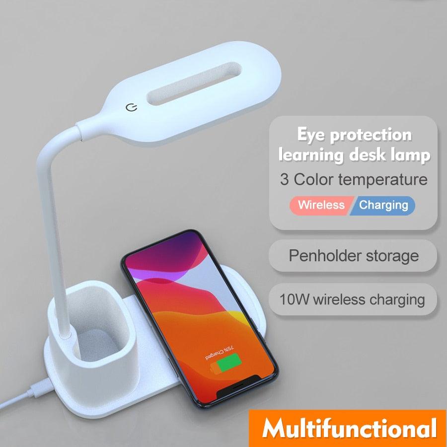 Dimmable LED Desk Lamp with Wireless Charging & USB Port