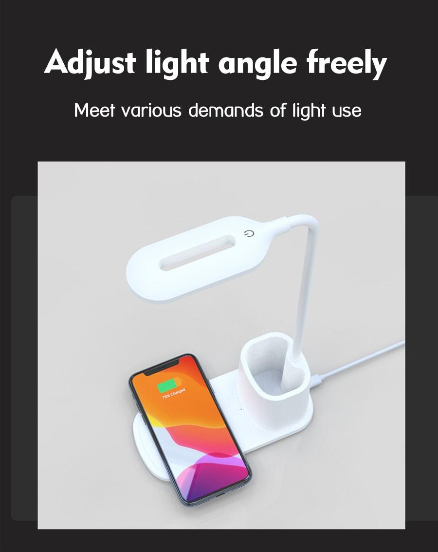 Dimmable LED Desk Lamp with Wireless Charging & USB Port