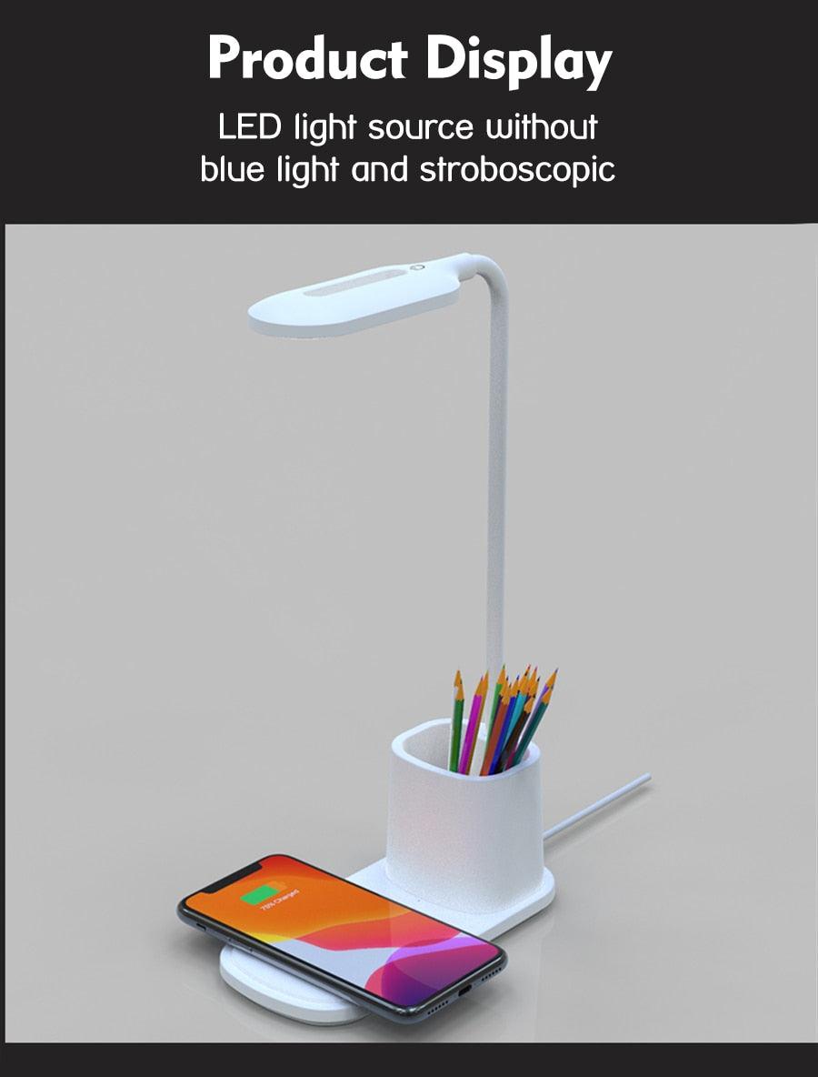 Dimmable LED Desk Lamp with Wireless Charging & USB Port