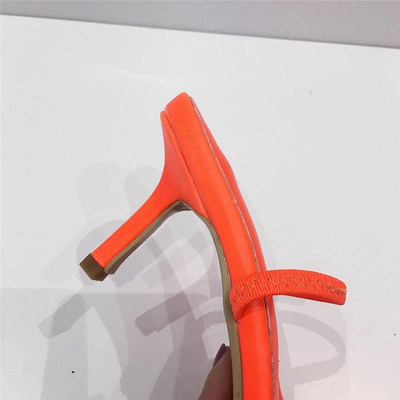 Square Open Toe Mid Heel Slide Sandals for Women Chic Slip-On Pumps - additional view 18