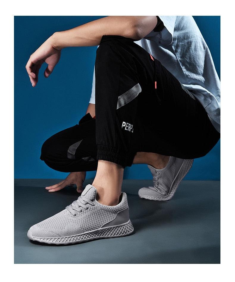 Men's Breathable Mesh Sneakers - Comfortable Lace-Up Walking Shoes